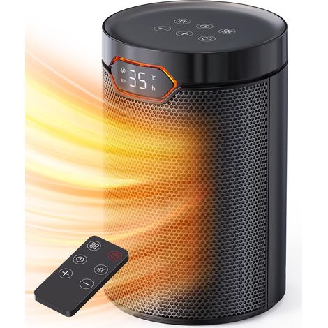 Chauffage d'appoint, Mode Éco, 1500W PTC, 4 Modes Chauffants, Mode Brise, Thermostat, Minuterie 24H, Télécommande, Protection Anti-Surchauffe (1/5)