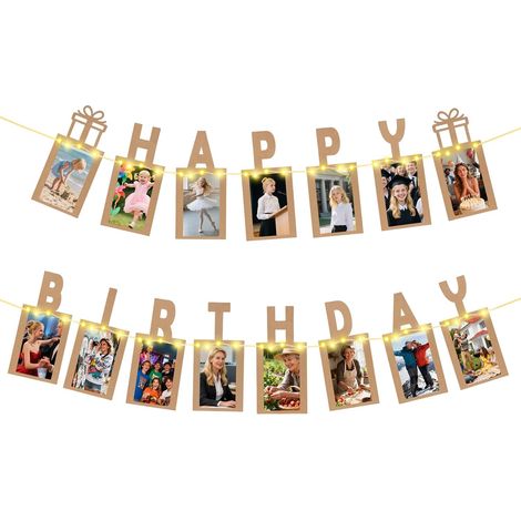 Geburtstagsfotogirlande – 15 Rahmen – Papier und LED – Lichtdekoration – Für Kinder- und Erwachsenenpartys – 5 Meter (1/4)
