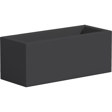 Cromia Matera rechteckiger Blumentopf, mit einfarbigem Dekor, aus Harz "Made in Italy" -Anthrazit / Topf und Untersetzer