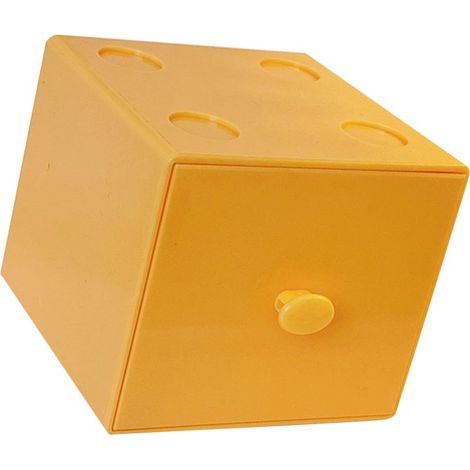 Boîte de rangement de bureau empilable en plastique, carrée, avec tiroir, pour trombones et fournitures de bureau, jaune. (1/5)