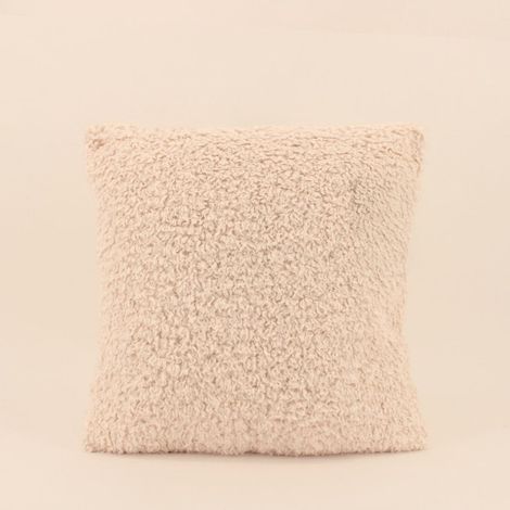 Coussin bouclette marron 40x40cm (1/5)