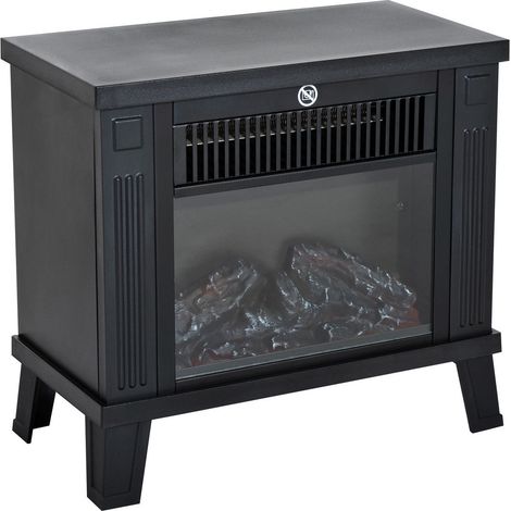 Elektrokamin elektrischer Kaminofen Schwarz Metall 600W 1200W (1/5)