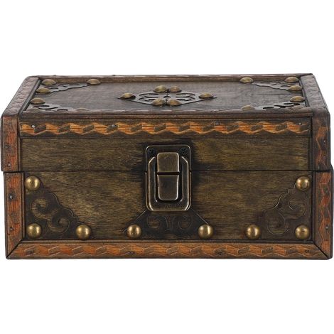 Coffre de Rangement Vintage en Bois Gris Rétro, Petit Coffret Décoratif pour Bijoux et Souvenirs, Boîte à Trésors Multifonction pour Décoration Intérieure et Organisation Maison (1/5)