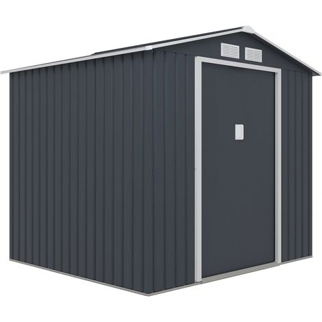 Habitat Et Jardin – Abri de jardin métal 4,07 m² – Acier galvanisé – Double porte coulissante – Résiste aux UV et à la rouille – Grilles d'aération (1/4)