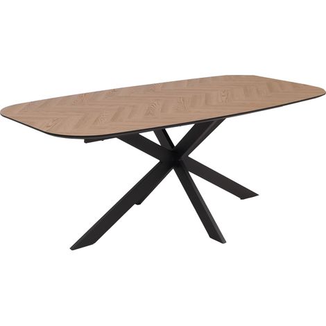 [NEUWERTIG] Esszimmertisch HHG-180, Tisch Esstisch, MDF Metall 200x100cm helle Eiche-Optik