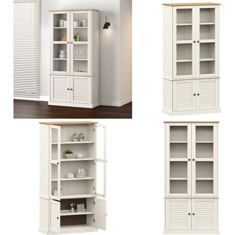 Vitrine en verre VIGO blanc 85x35x170 cm bois massif de pin - Vitrine en bois massif - Vitrine en pin (1/5)