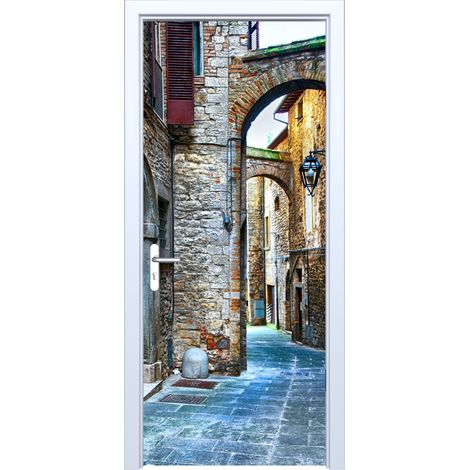 Adesivo per porta in tessuto con scritta "Old Town Street" 870PD