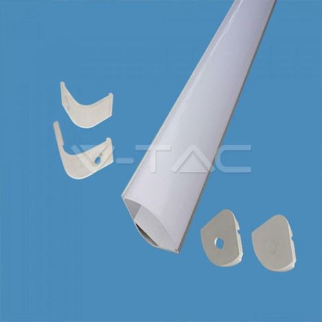Perfil de aluminio de esquina redonda V-TAC para tira LED plateada (máx.: 20 mm) satinado 2000 x 30 mm