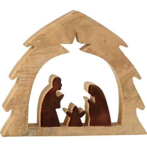 Crèche Sapin en Bois "Ajourée" 27cm Marron & Naturel (1/3)