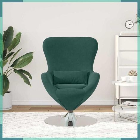 Fauteuil - 42002726 - Velours vert foncé - Base pivotante 360° - Structure métal (1/5)