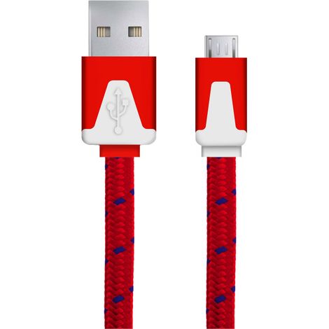 Cable micro USB 2.0 AB EB176R ESPERANZA, macho/macho, 1,0 m, trenzado plano, rojo.