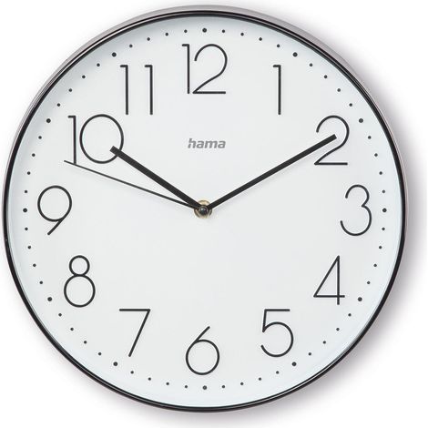 Hama Orologio da Parete Korsika, Orologio Silenzioso, 30 cm, Nero Bianco