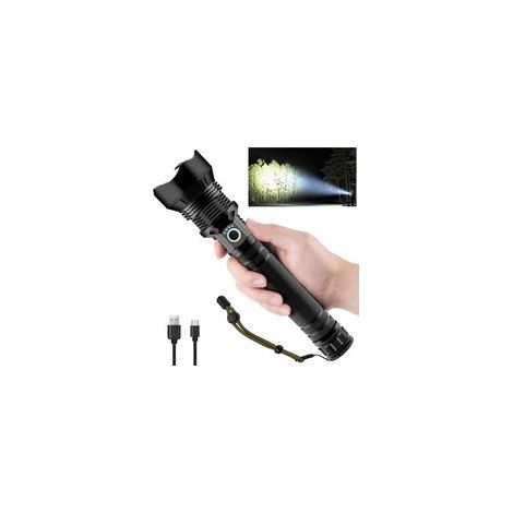 XHP70 (26650 mAh Batterie) Lampe Torche LED Ultra Puissante, Lumens Lampe de Poche Rechargeable USB , Ajustable Zoomable ��tanche Torche D'��clairage pour Camping Randonn��e,et Urgences