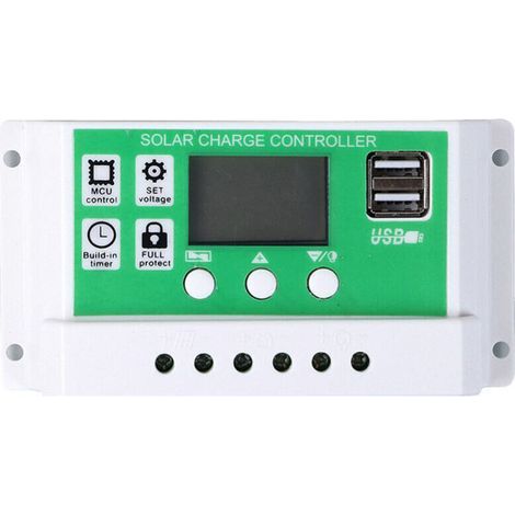 Contrôleur de charge solaire 100 A 12/24 V PWM Contrôleur de panneau solaire Batterie Régulateur double port USB Paramètres réglables Affichage LCD Réglage de la minuterie - 100A (1/4)