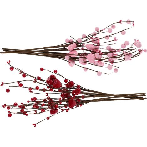 Tiges de Baies Artificielles de Cœur 10 Pièces pour Décoration Saint-Valentin Branches Décoratives Romantiques pour Chambre et Table Fleurs Artificielles Solide (1/5)