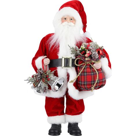 17 Pollici Statuetta di Babbo Natale Decorazioni, Grande Bambola di Babbo Natale in Piedi, Addobbi Natalizi per Case, Camera, Negozio (1/5)