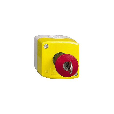 Harmony boite jaune - 1 arrêt d'urgence rouge Ø40 déverrouillage à clé - 1F+1O - XALK188E