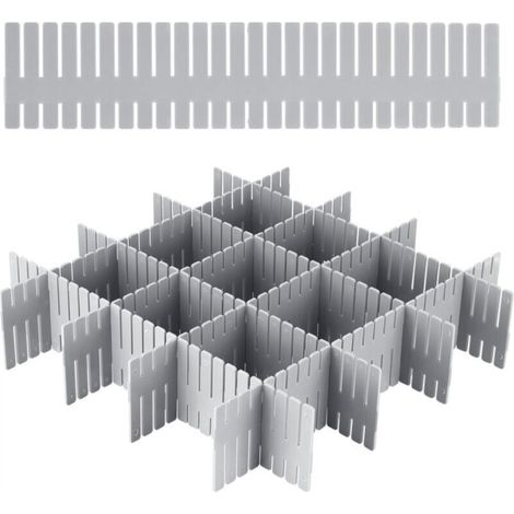 24 Pcs Drawer Dividers, 32 x 7 cm Drawer Organizer, Adjustable Plastic Drawer Divider Grid, for Underwear, Socks (1/5)
