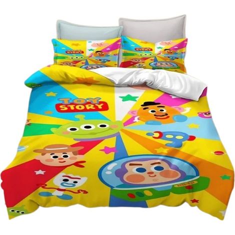Parure de lit Toy Story pour garçon, 100 % polyester, douce et respirante, housse de couette et taies d'oreiller 180 x 210 cm (1/5)