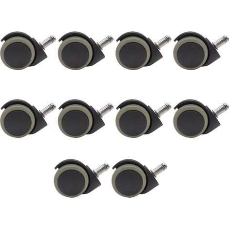 Lot de 10 roulettes pivotantes 360° pour chaise de bureau, en nylon et PU vert olive, diamètre 2 pouces, remplacement (1/5)