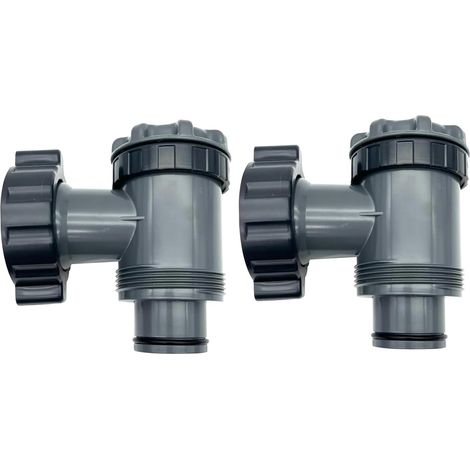 Vanne de entrée/sortie pour Compatible avec Coleman, Intex, Bestway, pompe de filtre de piscine hors sol, pièces de rechange de pompe de piscine, pour tuyau de 1-1/2 poucess(Lot de 2, B)