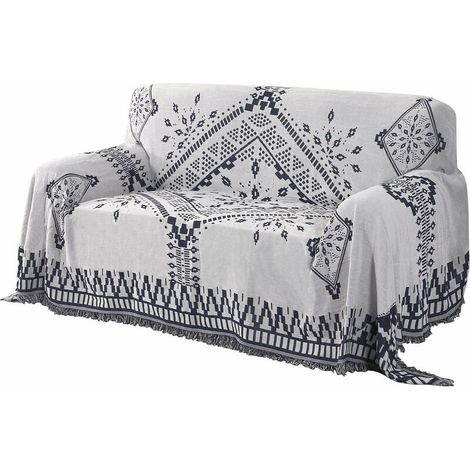 Reversible Sofa Cover Dog Couch Cover Couch Cover Fits Most Shapes Sofa Furniture Protector with Tassels Sectional Couch Cover (Large: 71 x 102, navy/white) (1/5)