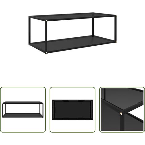 Table de salon - 322898  Coffee Table Black 100x50x35 cm Tempered Glass (1/5)