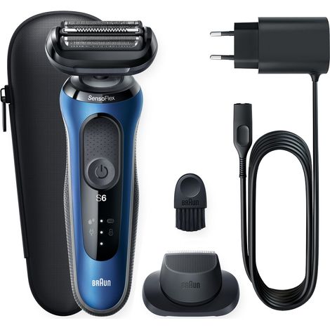 Rasoio Elettrico Braun Series 6 61-B1200s Trimmer Tecnologia SensoFlex Nero Blu (1/5)