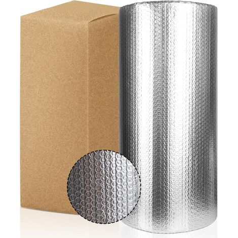 Isolant Thermique 0.6x10M, 5-6mm Épaisseur Feuille Aluminisé a Bulles Double Couches, Isolation Durable Protéger Contre Froid pour Radiateur, Fenetre, Voiture, Ballon d'eau chaude (1/5)