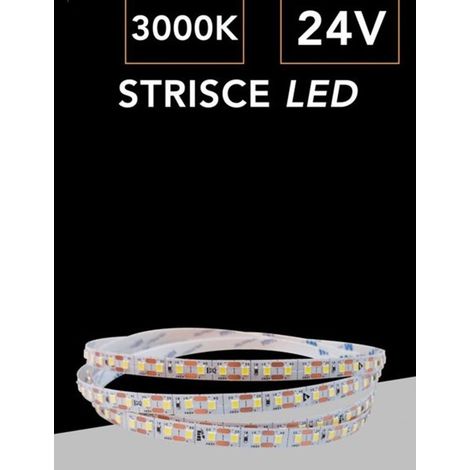 TrAdE Shop Traesio - Striscia Led Flessibile Dc 24v 50w Smd 2835 Monocolore 120led/mt Bobina Da 5mt 2835-5m-24v - -Bianco Caldo - (1/2)