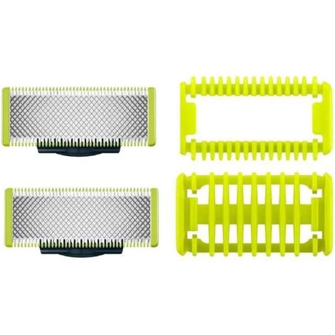 Lames de rasoir QP250/50, lames de rechange humides et sèches, lame de rasoir pour hommes 2 lames,1 peigne corps,1 peigne visage (1/4)