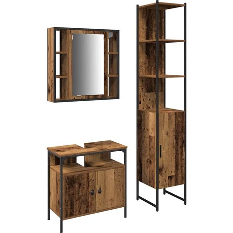 Maison Exclusive - Set di mobili per il bagno con lo scaffale 3 pcs Legno vecchio