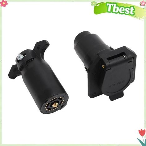 Tbest Connecteur de remorque rond à 7 pôles Connecteur Rond à 7 Broches pour Remorque, Adaptateur de Câblage de auto outillage (1/5)