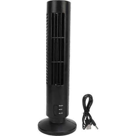 Ventilateur sur pied intelligent noir, silencieux, 2 vitesses, puissant, sans pales, pour la maison, la chambre ou le bureau.