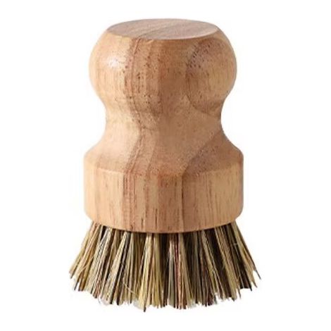 Brosse Vaisselle et Légumes en Bois Format Boule pour Une Prise Facilitée dans la Paume de la Main( mélangés brun coco) (1/2)