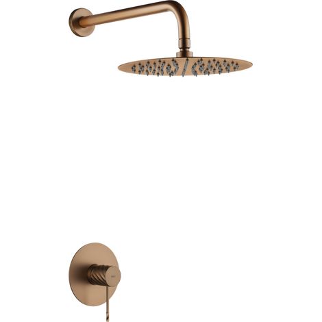 Set incasso 1 via monocomando Genova con soffione finitura oro rosa spazzolato [ IMEX® ] (1/3)