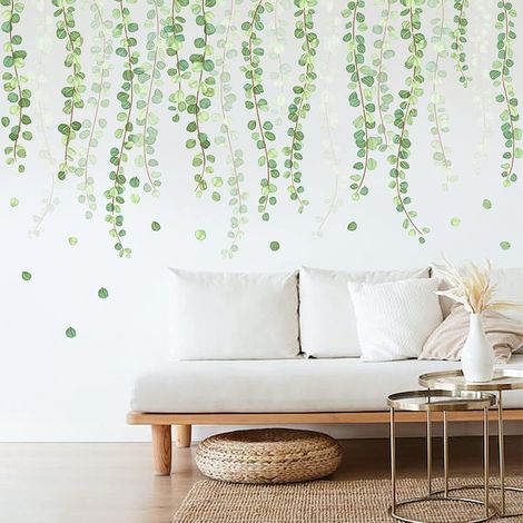 Autocollants muraux en forme de feuilles, autocollants muraux de plantes vertes, décoration de la maison pour salon, chambre d'enfant (1/5)