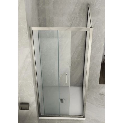 Box Doccia Angolare 6 mm 1 Parete Anta Fissa 1 Porta Scorrevole Cabina Cristallo - Misura Box Angolare 60x100 (1/4)