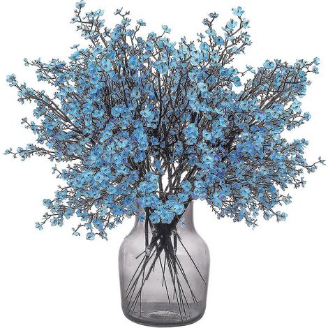 Lot de 6 fleurs artificielles d'automne pour extérieur, plantes en plastique, bleues (1/5)