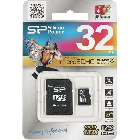 TRANS FLASH 32 GB (SP032GBSTH010V10SP) CLASS 10 (CON ADATTATORE) (1/5)