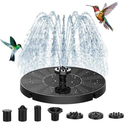 Fuente solar para exteriores con 7 estilos diferentes，bomba flotante para fuente，bomba de agua solar para jardín，bebedero para pájaros y piscina (1/5)