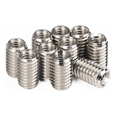 10 Pièces Insert Fileté Metal, Insert Fileté Autotaraudant Filetage Femelle M4 X 0.7mm Filetage Mâle M6 X 1mm Longueur 10mm Inserts Filetés pour Équipement Mécanique De Turbine À Vapeur (1/4)