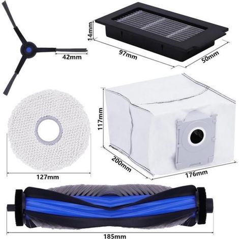 Kit Accessoires Aspirateur Robot - Brosse Principale - Filtre HEPA - Chiffons Nettoyage - Pour Modèles T50 - 18 Pièces (1/5)