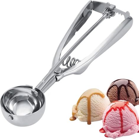 1 Pièce Cuillère À Glace Avec Poignée Confortable Et Facile À Démouler, Cuillère À Glace Professionnelle En Métal, Passe Au Lave-Vaisselle (Argenté,40Mm) (1/5)