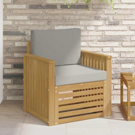 Canapé de Jardin Modulable 1 Place en Bois d'Acacia Massif Blanc et Gris Clair, 19.12kg - PANGIVO (1/5)