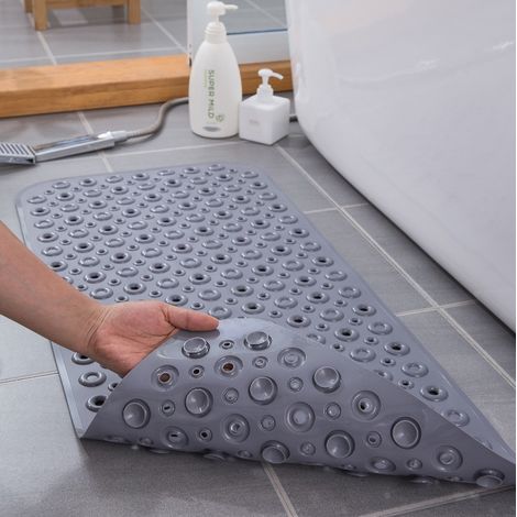 Tapis de Baignoire Antiderapant Tapis de Douche,avec Ventouse,88 x 40 cm, Gris (1/5)