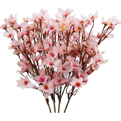 4 fleurs de cerisier artificielles pêcher en soie arrangements plantes pour bricolage jardin maison décorations fête mariage printemps rose (1/5)