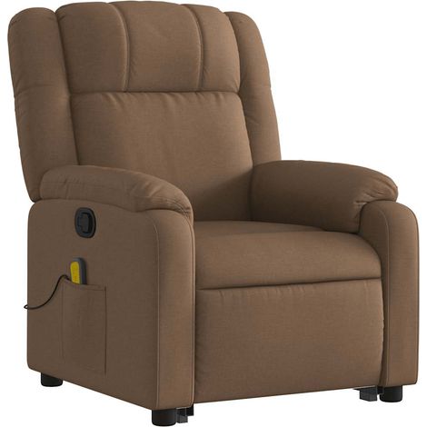 Poltrona relax TV funzione massaggio reclinabile sollevamento elettrico in tessuto marrone DEC027021