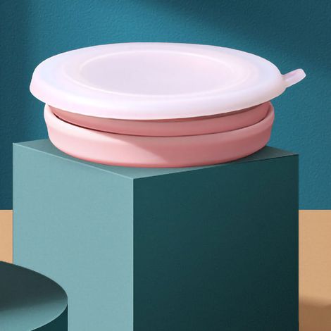 Gobelet pliable en silicone, ingénieux, portable et peu encombrant, mini-gobelet pliable avec couvercle, idéal pour les voyages et les activités de plein air, 320 ml, rose sakura (1/5)