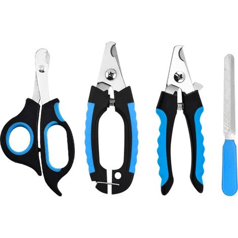 Ensemble de 4 coupe-ongles pour chiens et chats - 2 tailles (dont une petite) avec verrouillage de sécurité - Outils de toilettage en acier inoxydable pour chiens de petite et moyenne taille (1/5)